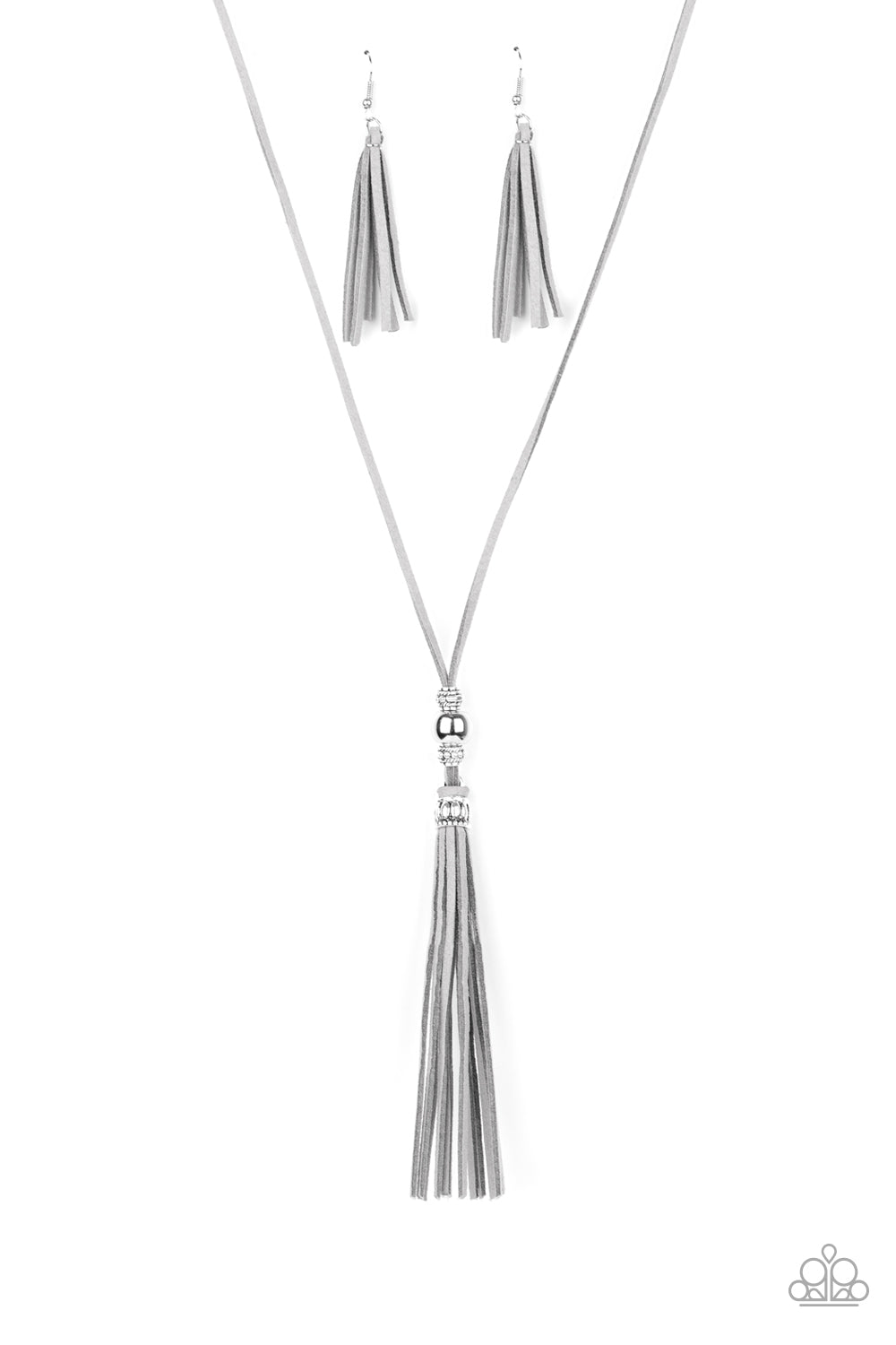 Hold My Tassel - Silver Paparazzi Necklace (#1987)