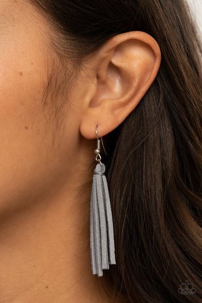 Hold My Tassel - Silver Paparazzi Necklace (#1987)