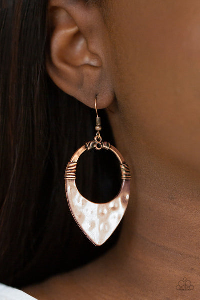 Instinctively Industrial - Copper Paparazzi Earrings (#2047)