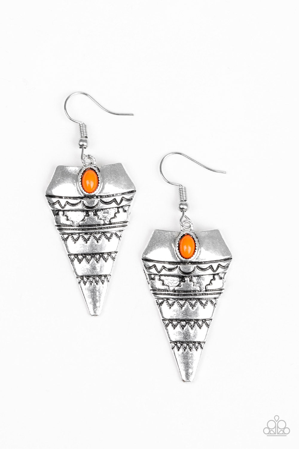 Jurassic Journey - Orange-Paparazzi Earrings (PZ-897)