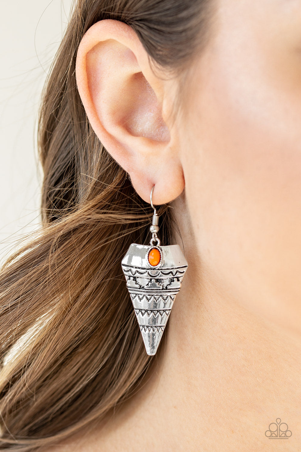 Jurassic Journey - Orange-Paparazzi Earrings (PZ-897)