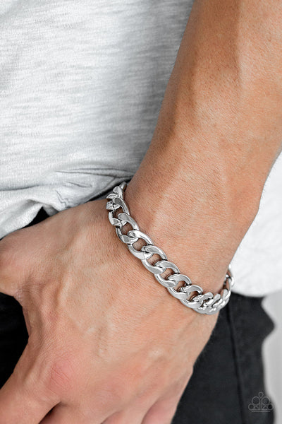 Leader Board - Silver Paparazzi Men's Bracelet