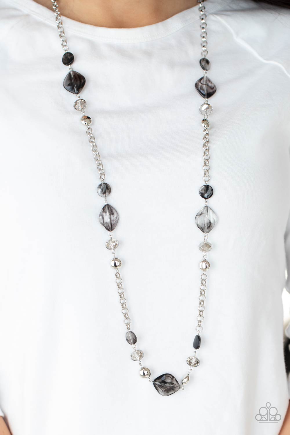 Light-Scattering Luminosity - Black Paparazzi Necklace (PZ-1363)