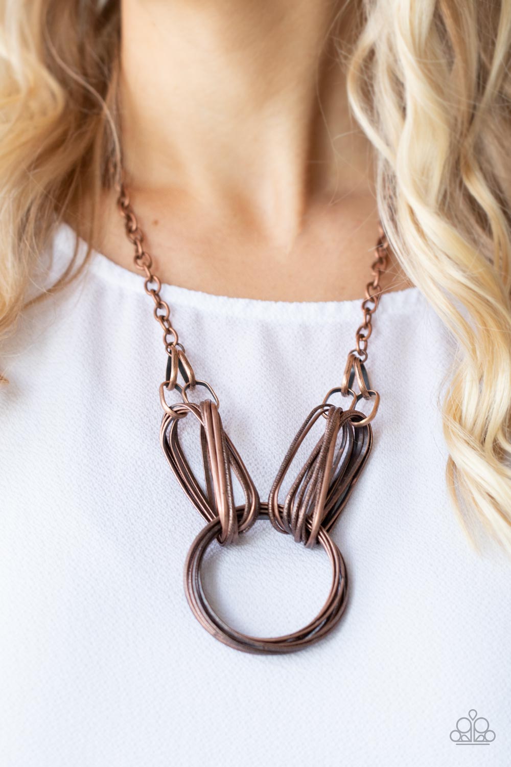 Lip Sync Links - Copper Paparazzi Necklace (PZ-092)