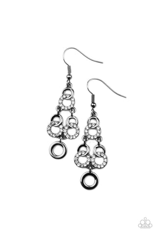 Luminously Linked - Black Paparazzi Earrings