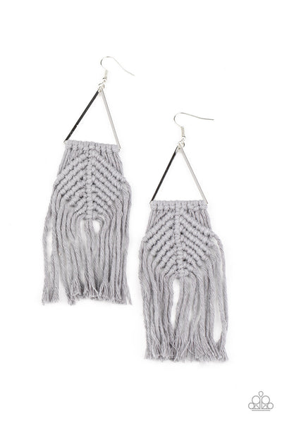 Macrame Jungle - Silver Paparazzi Earrings