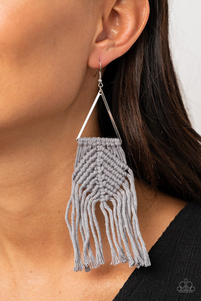 Macrame Jungle - Silver Paparazzi Earrings