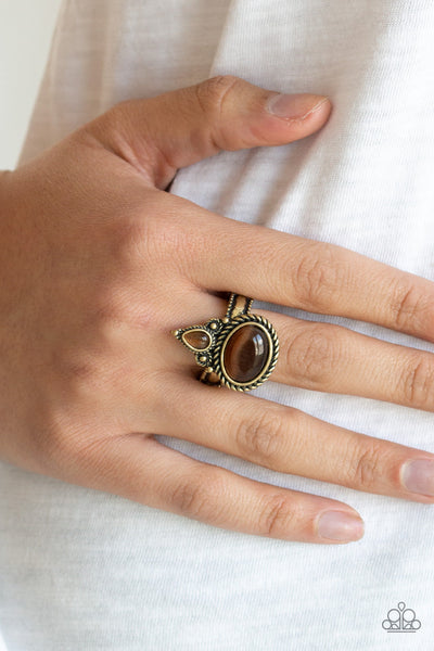 Paparazzi Thin Flex Back Ring - Malibu Mist - Brass (R084)