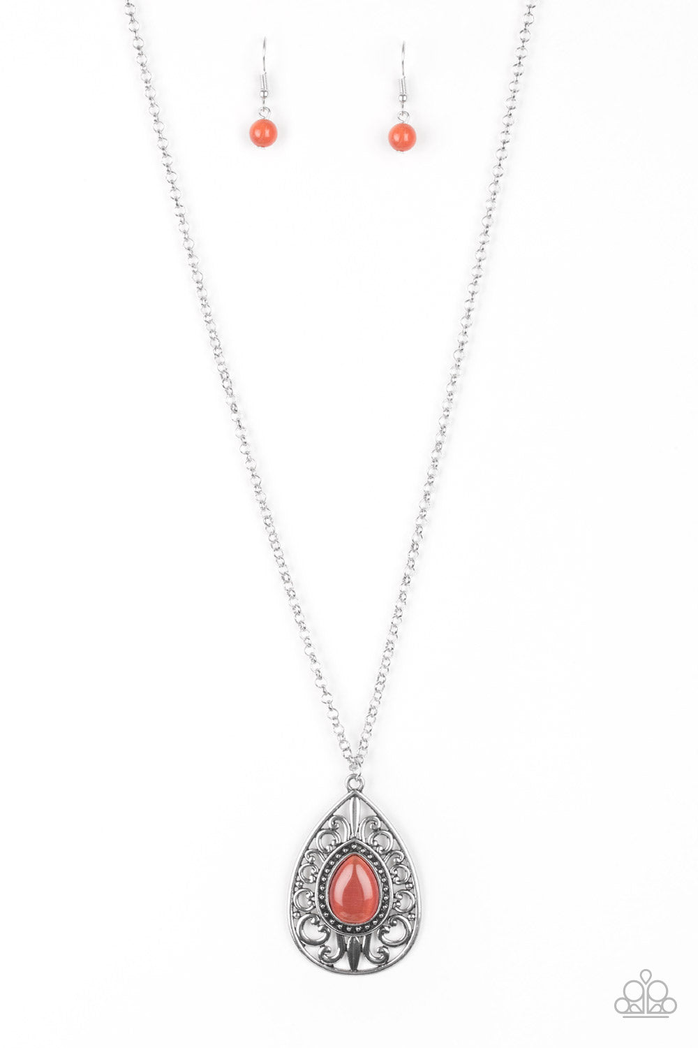 Modern Majesty - Orange Paparazzi Necklace (PZ-1029)