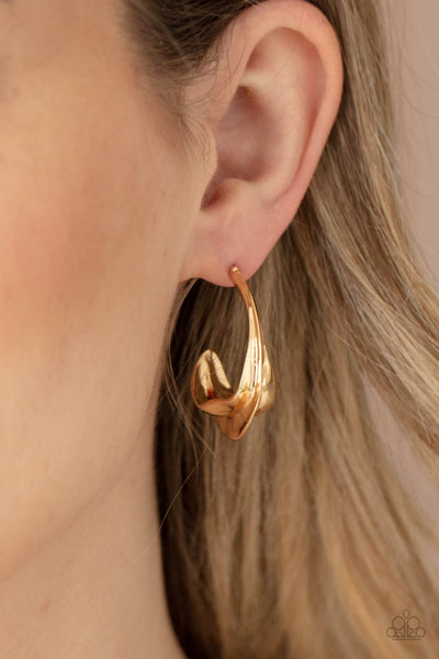 Modern Meltdown - Gold Paparazzi Earrings