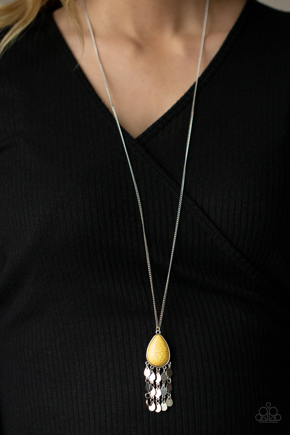 Musically Mojave - Yellow Paparazzi Necklace (PZ-2966)