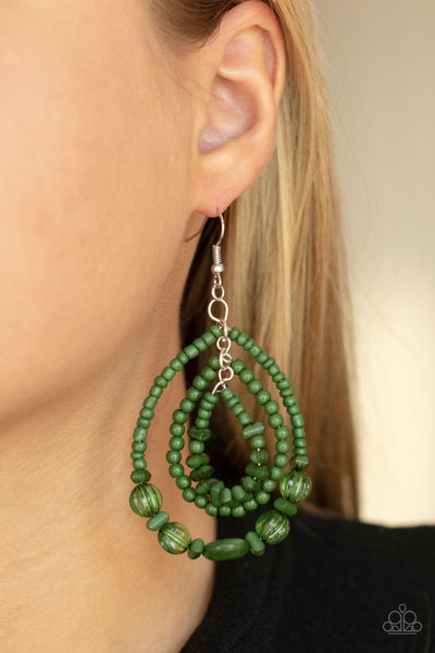 Prana Party - Green Paparazzi Earrings (#4398)