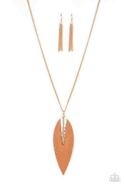 Quill Quest - Gold Paparazzi Necklace (#2089)
