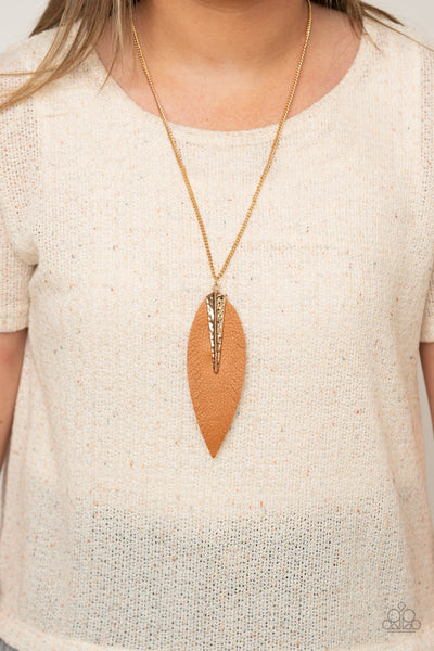 Quill Quest - Gold Paparazzi Necklace (#2089)