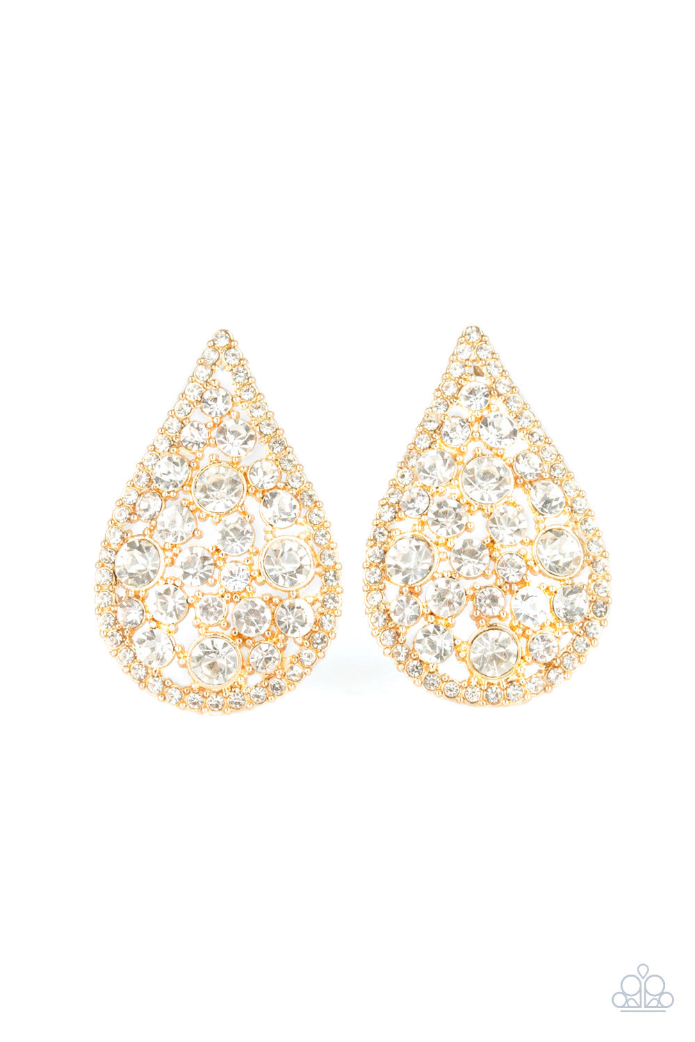 REIGN-Storm - Gold-Paparazzi Earrings (PZ-995)
