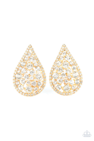 REIGN-Storm - Gold-Paparazzi Earrings (PZ-995)
