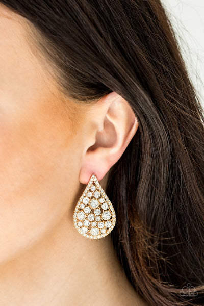 REIGN-Storm - Gold-Paparazzi Earrings (PZ-995)
