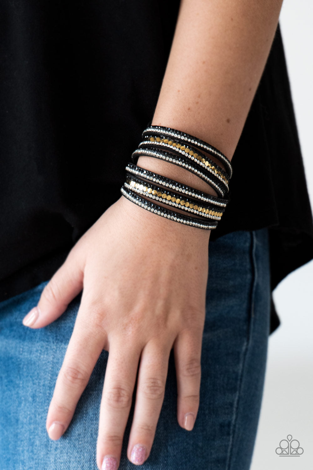 Paparazzi Double Wrap Urban Bracelet - Rock Star Attitude - Black