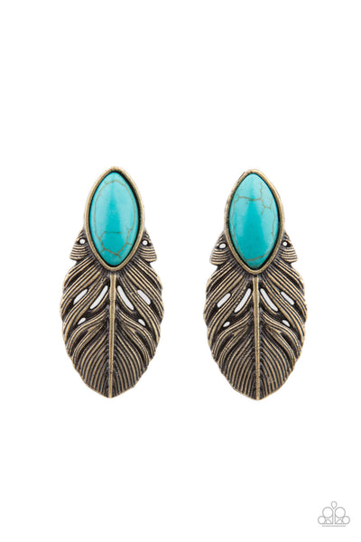 Rural Roadrunner - Brass Paparazzi Earrings (PZ-369)
