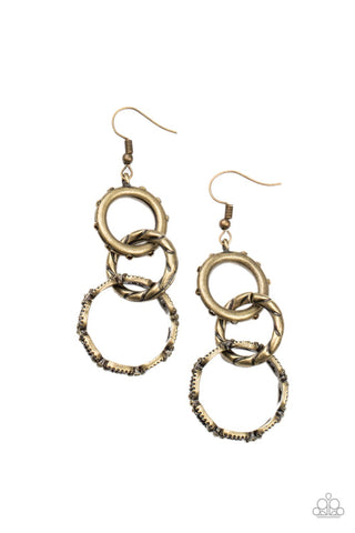 Shameless Shine - Brass Paparazzi Earrings