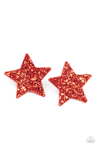 Paparazzi Hair Accessories Clip - Star-Spangled Superstar - Red (PZ-913)