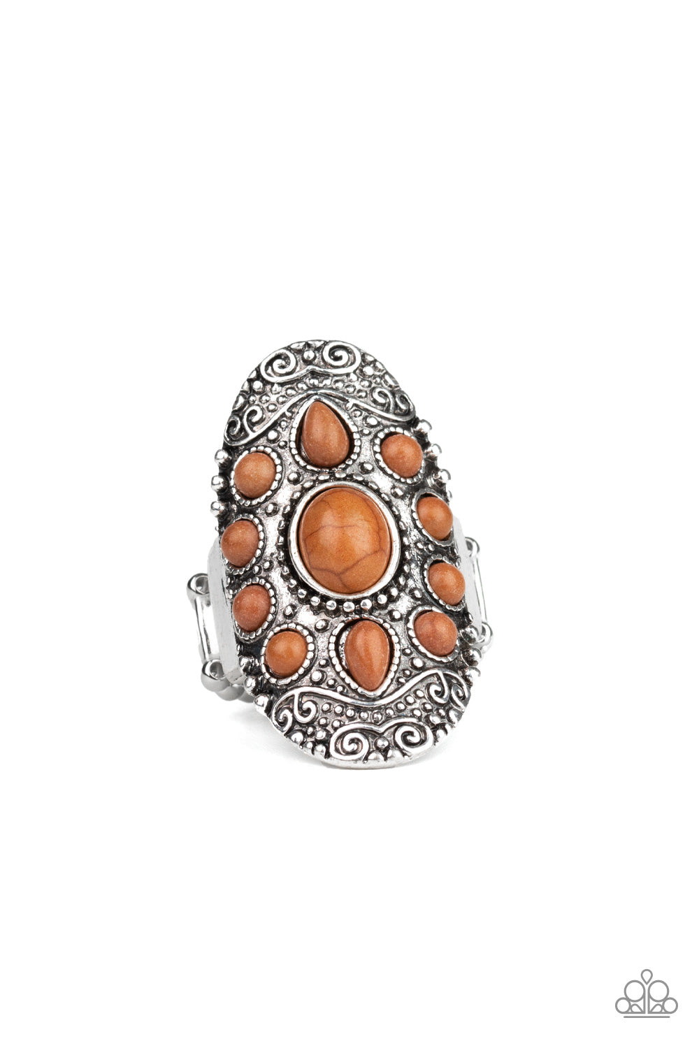 Paparazzi Thick Flex Back Ring - Stone Sunrise - Brown (R171)