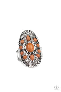 Paparazzi Thick Flex Back Ring - Stone Sunrise - Brown (R171)
