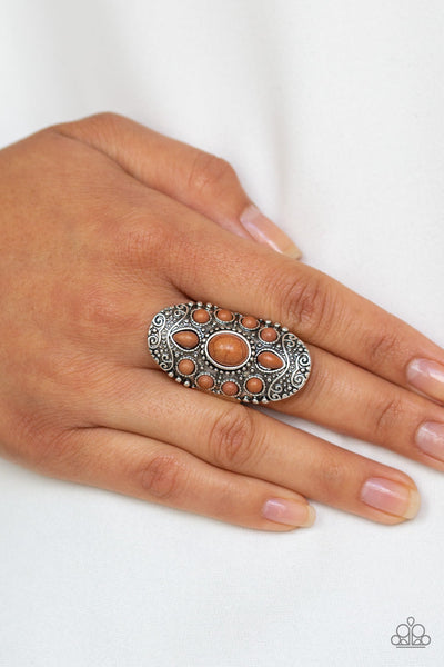 Paparazzi Thick Flex Back Ring - Stone Sunrise - Brown (R171)