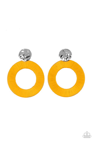 Strategically Sassy - Yellow Paparazzi Earrings (#3314)