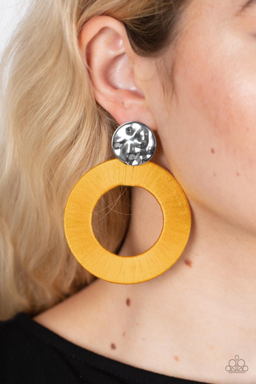 Strategically Sassy - Yellow Paparazzi Earrings (#3314)