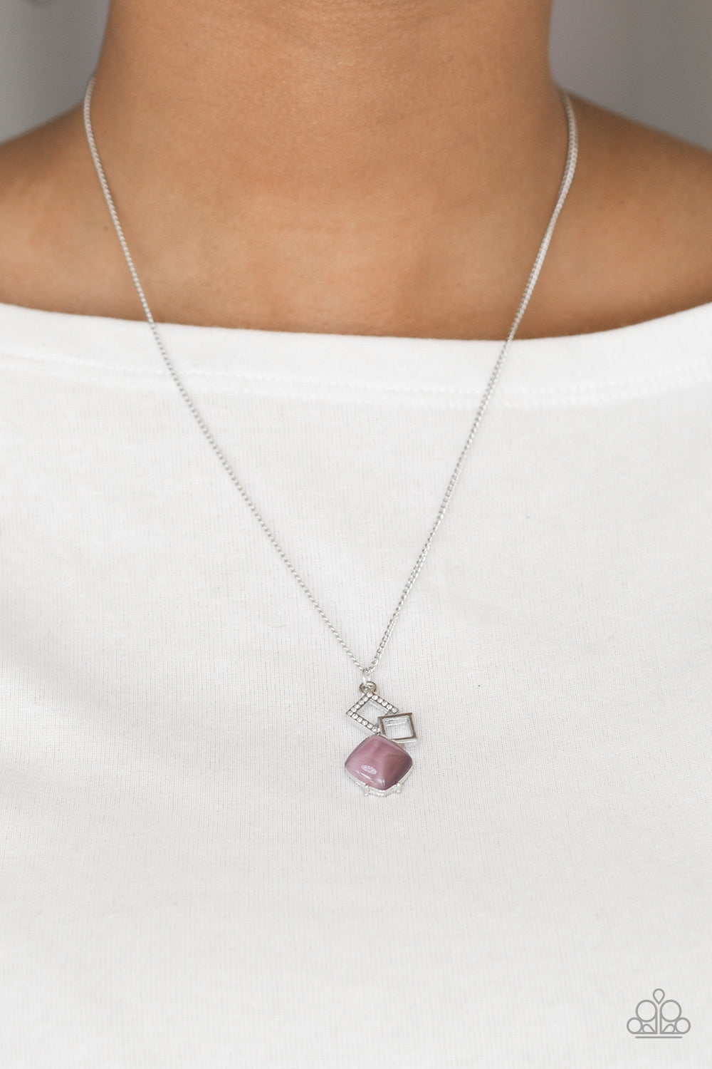 Stylishly Square- Purple Paparazzi Necklace (PZ-2391)