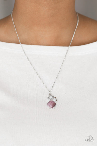 Stylishly Square- Purple Paparazzi Necklace (PZ-2391)
