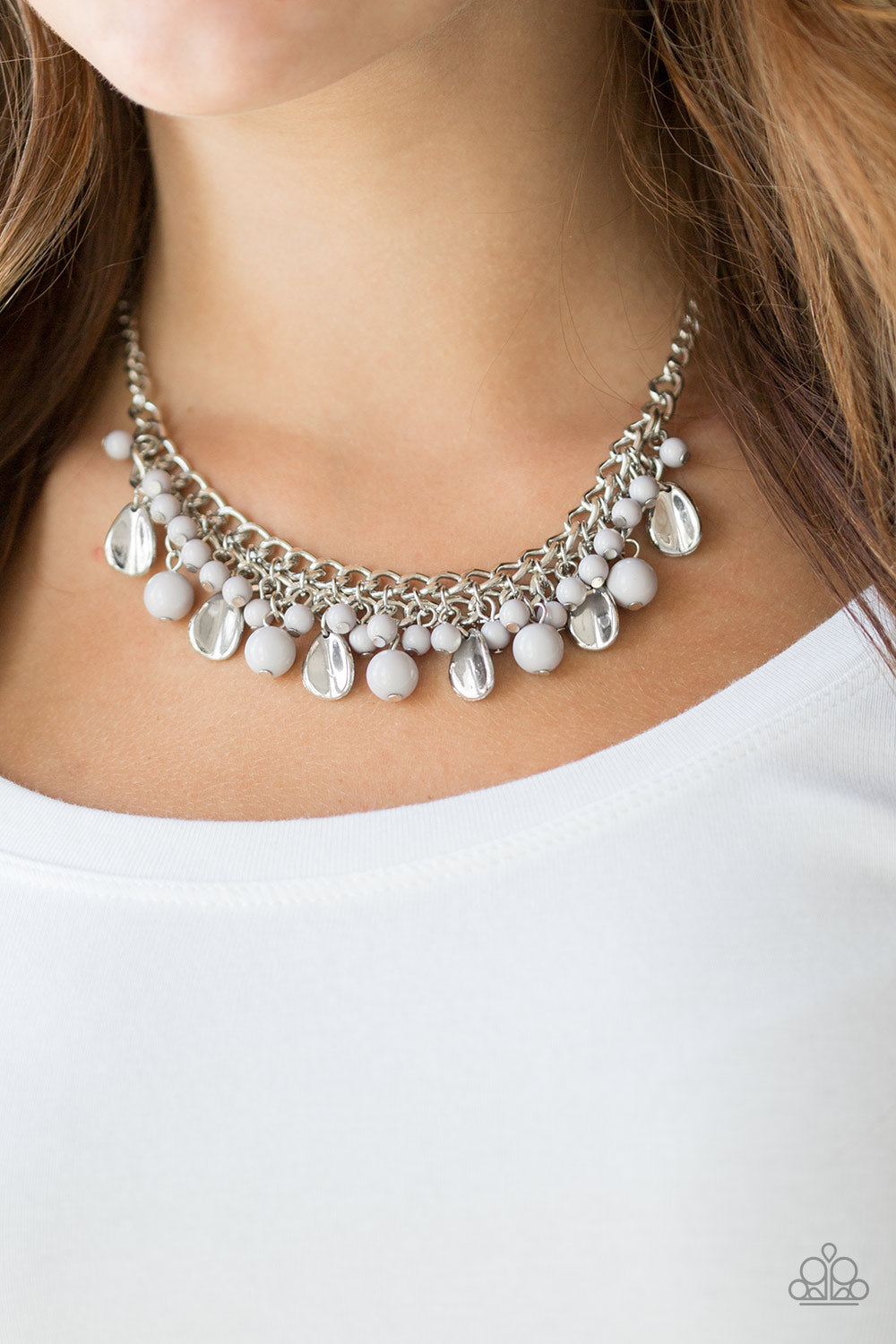 Summer Showdown - Silver Paparazzi Necklace (PZ-2738)