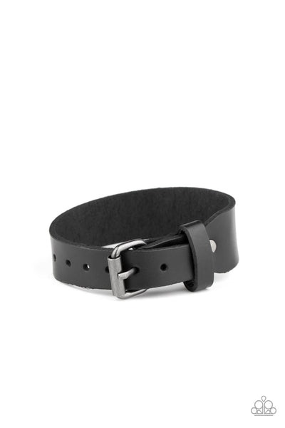 Tougher Than Leather - Black Paparazzi Urban Bracelet (UB145)
