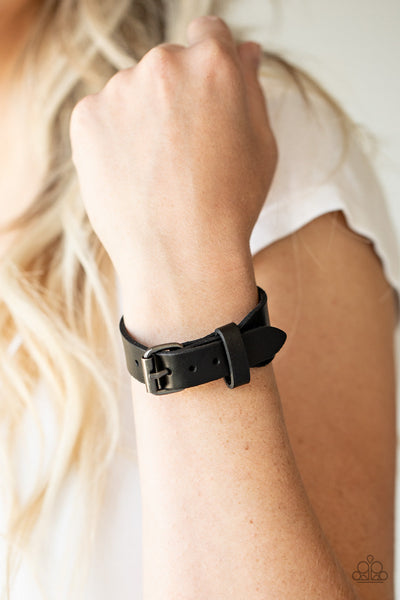 Tougher Than Leather - Black Paparazzi Urban Bracelet (UB145)