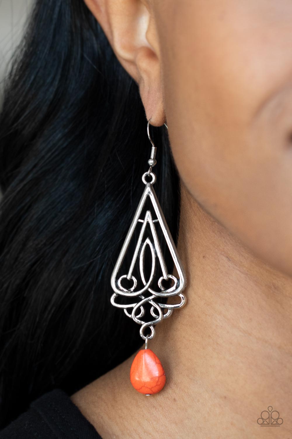 Transcendent Trendsetter - Orange Paparazzi Earrings (PZ-5260)