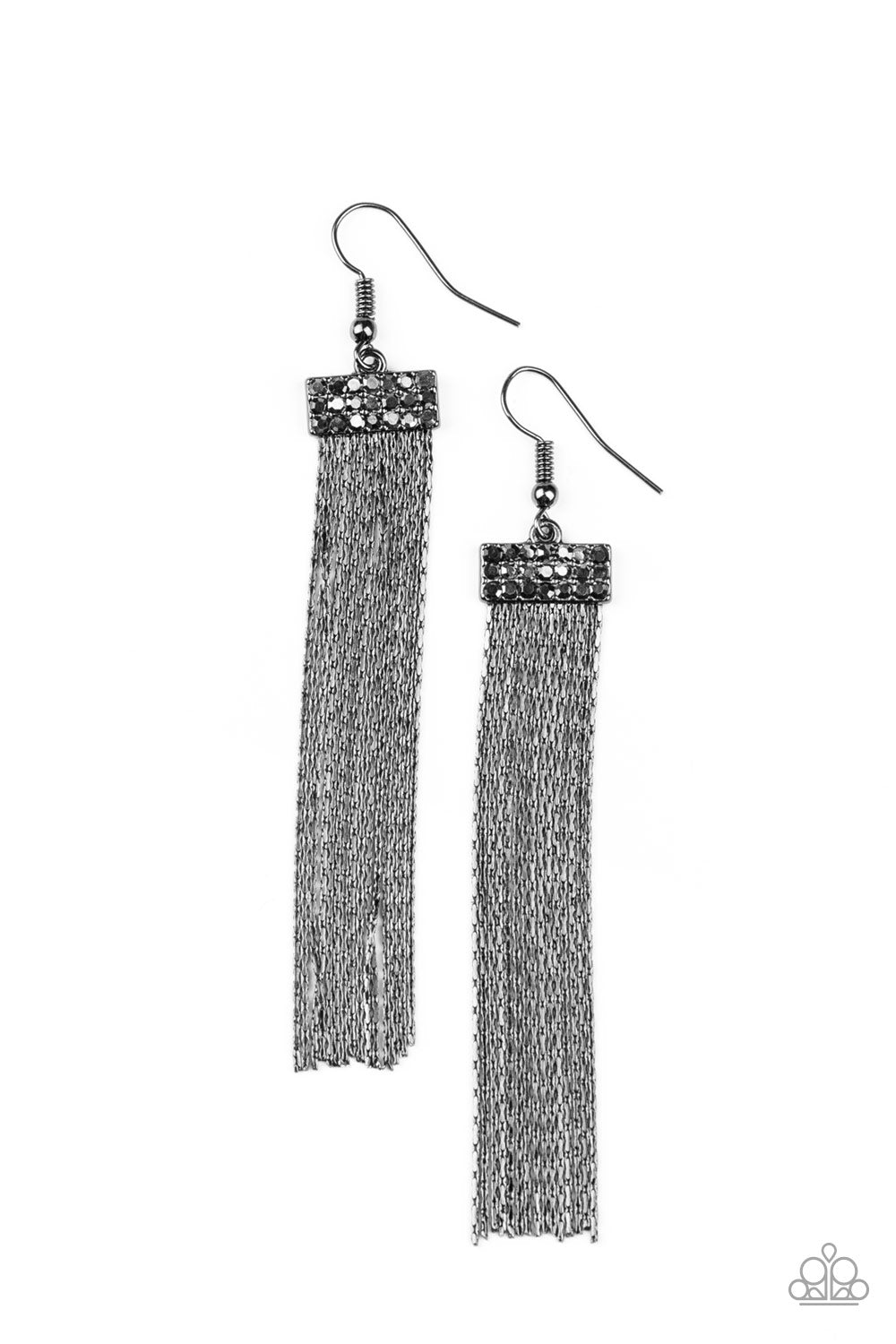 Twinkling Tapestry - Black-Paparazzi Earrings (PZ-1245)