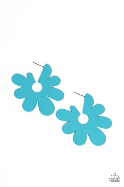 Flower Power Fantasy - Blue Paparazzi Earring (#5264)