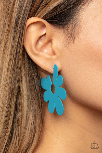 Flower Power Fantasy - Blue Paparazzi Earring (#5264)