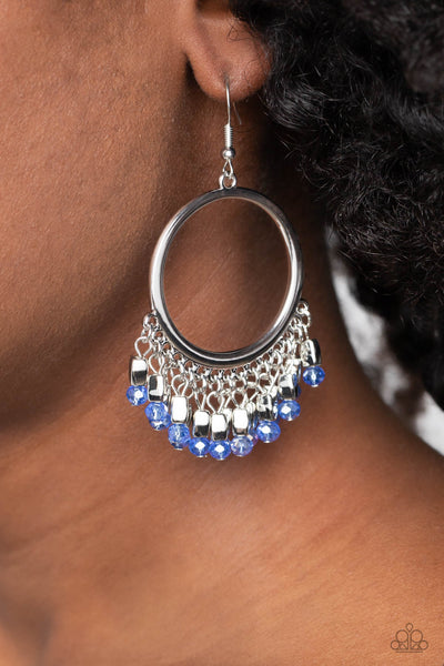 Fringe Fanfare - Blue Paparazzi Earring (#5510)