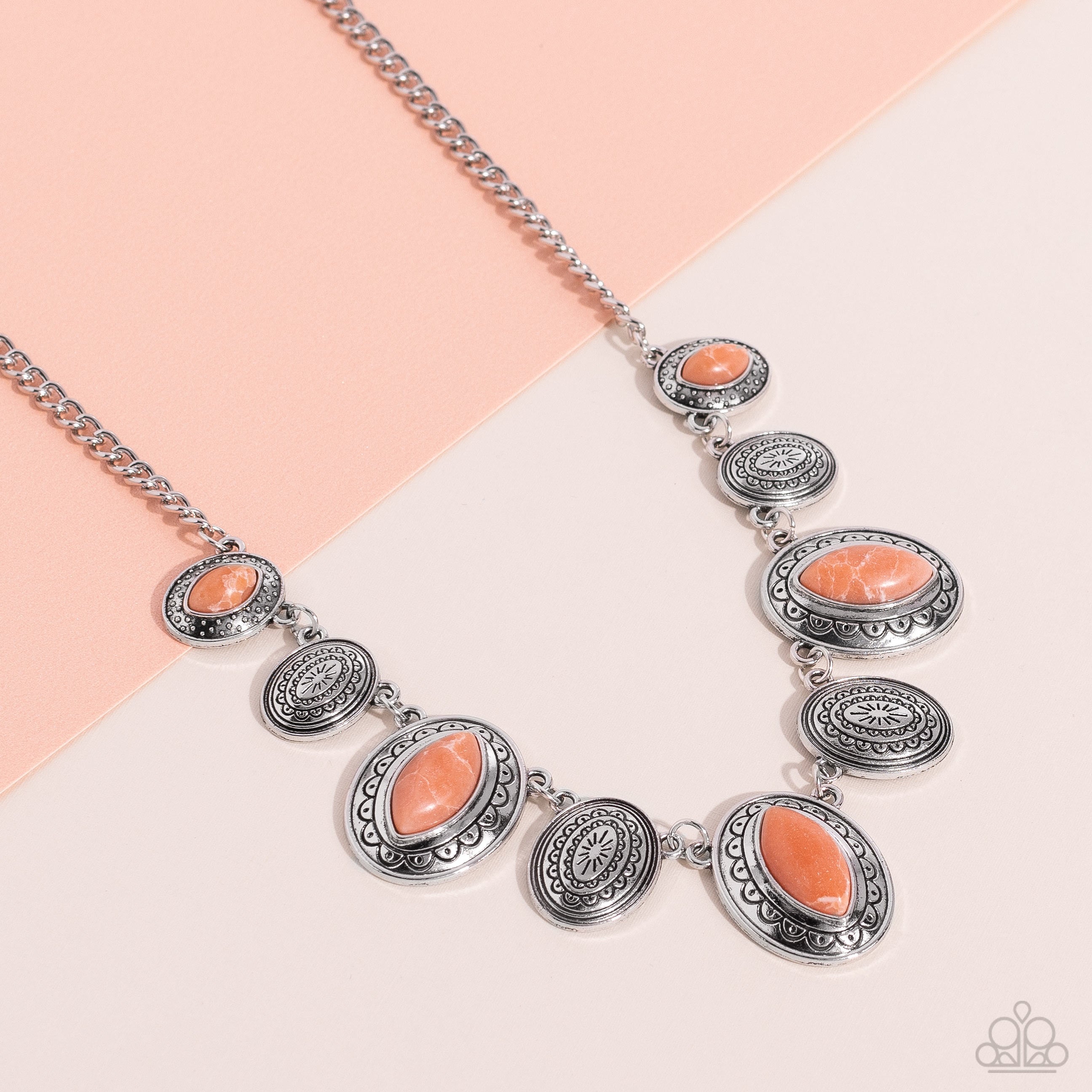 Textured Trailblazer - Orange Paparazzi Necklace (PZ-3845)