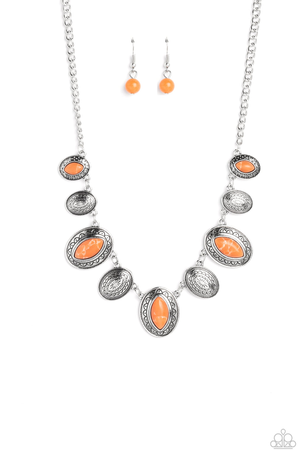 Textured Trailblazer - Orange Paparazzi Necklace (PZ-3845)