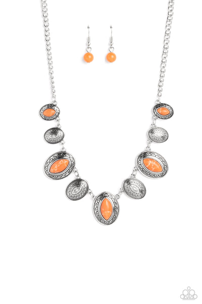 Textured Trailblazer - Orange Paparazzi Necklace (#3297)