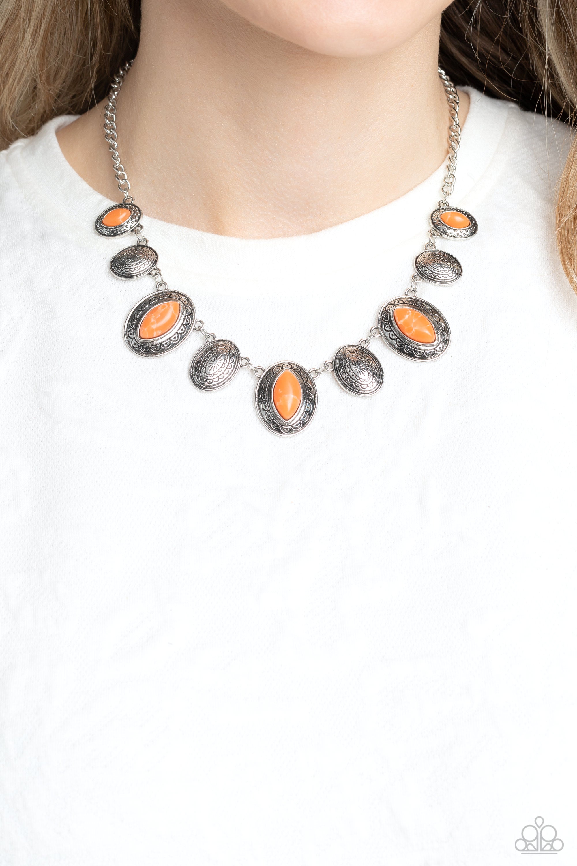 Textured Trailblazer - Orange Paparazzi Necklace (PZ-3845)