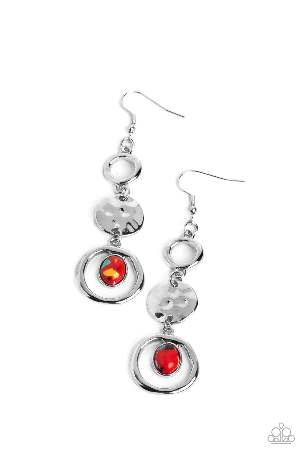 Marble Montage - Red Paparazzi Earring (5053)