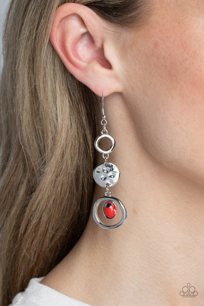 Marble Montage - Red Paparazzi Earring (5053)