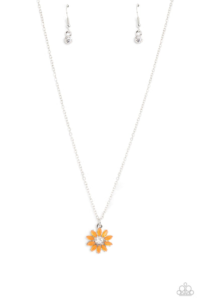 Daisy Diva - Orange Paparazzi Necklace (#2167)