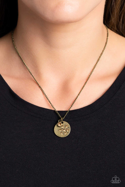 Dandelion Delight - Brass Paparazzi Necklace (#5243)