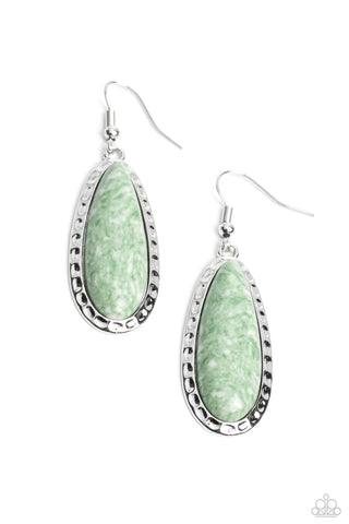 TEARDROP-Dead Dynasty - Green Paparazzi Earring (#5327)