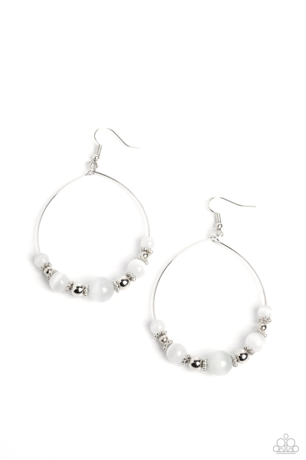 Cats Eye Charisma - White Paparazzi Earring (PZ-5034)